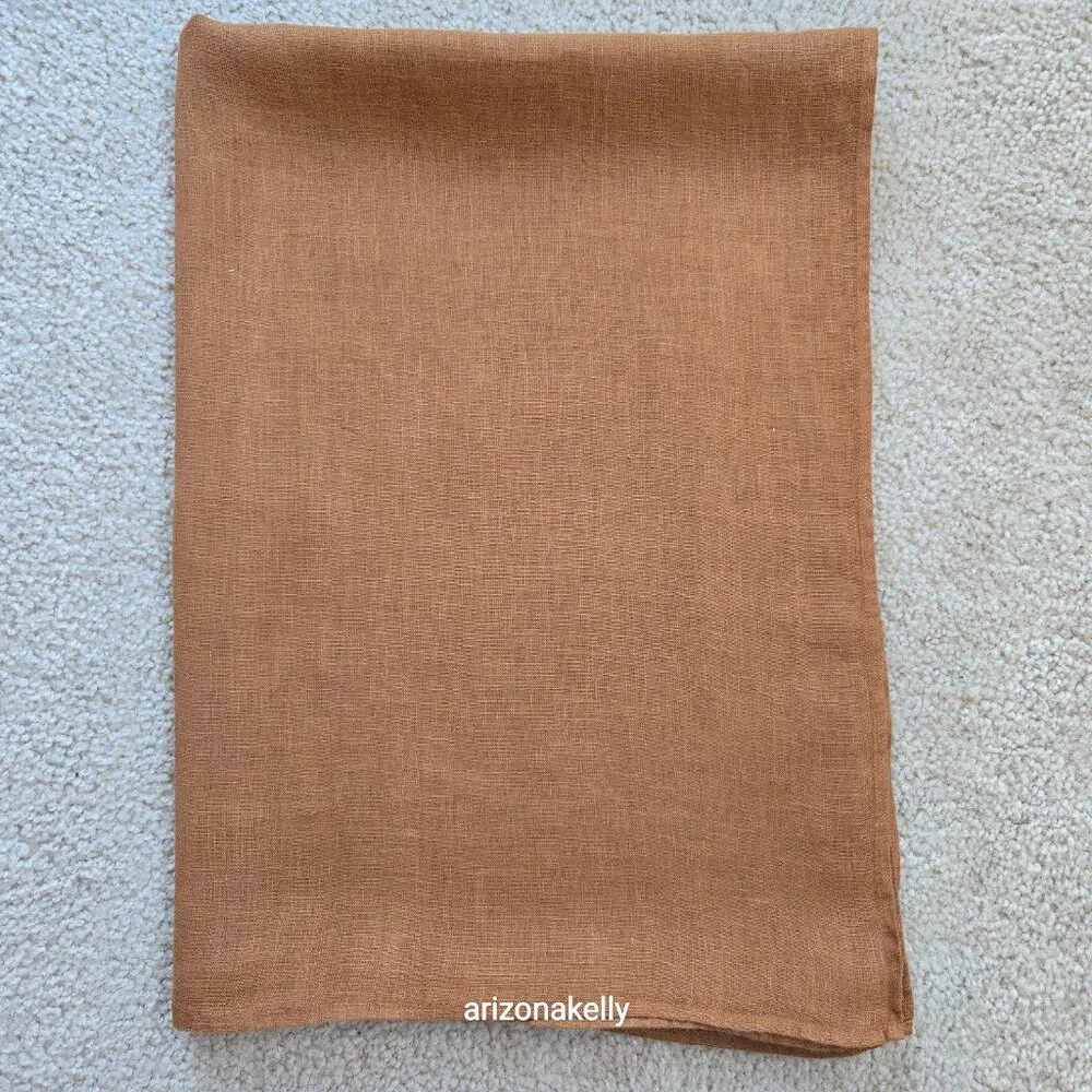 Linen Scarf Hemmed Chestnut Brown